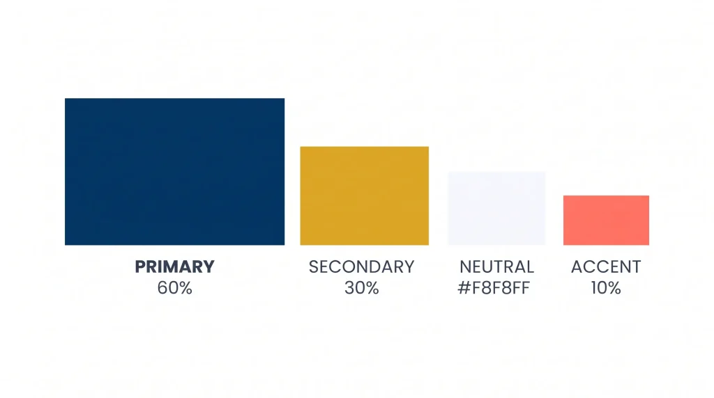 Brand colour palette structure showing primary, secondary, neutral and accent colour proportions